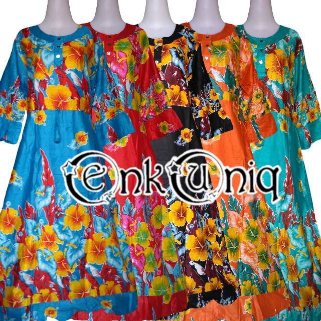 Dress Kancing Busui Batik Daster Lengan Panjang Bukaan Depan LDKCM01