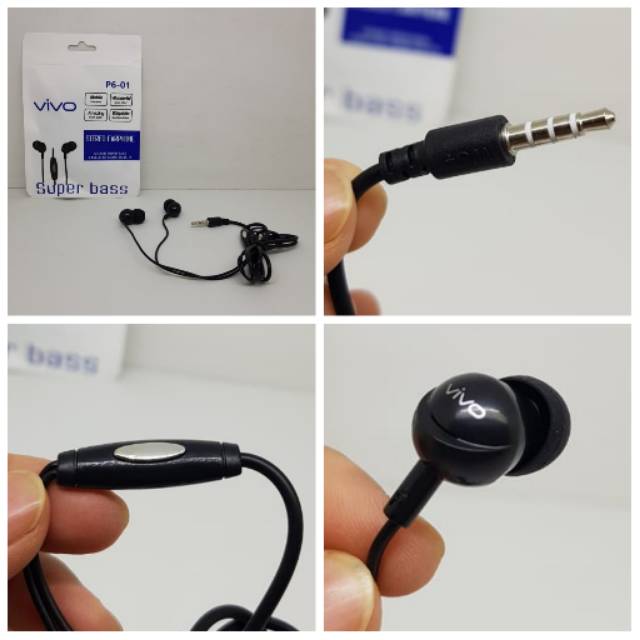 Handsfree Vivo Headset Vivo Super Bass Stereo Jack 3.5mm 120cm HF Vivo Universal with Microphone