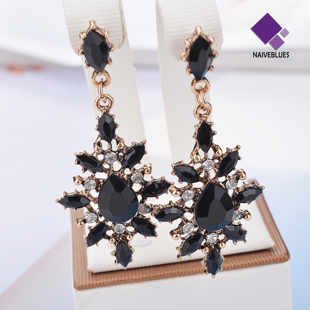 Anting Menjuntai Bentuk Tetesan Air Mata Marquise Snowflake Untuk Wanita