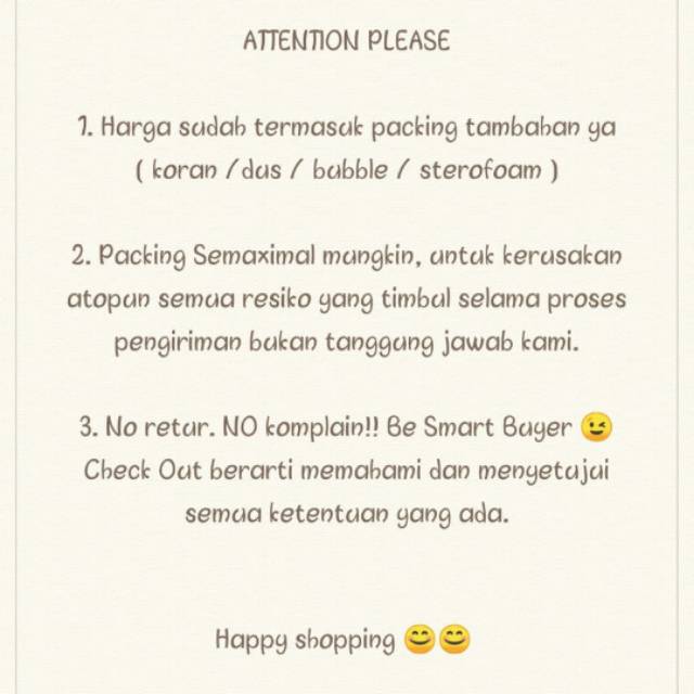

KETENTUAN ORDER