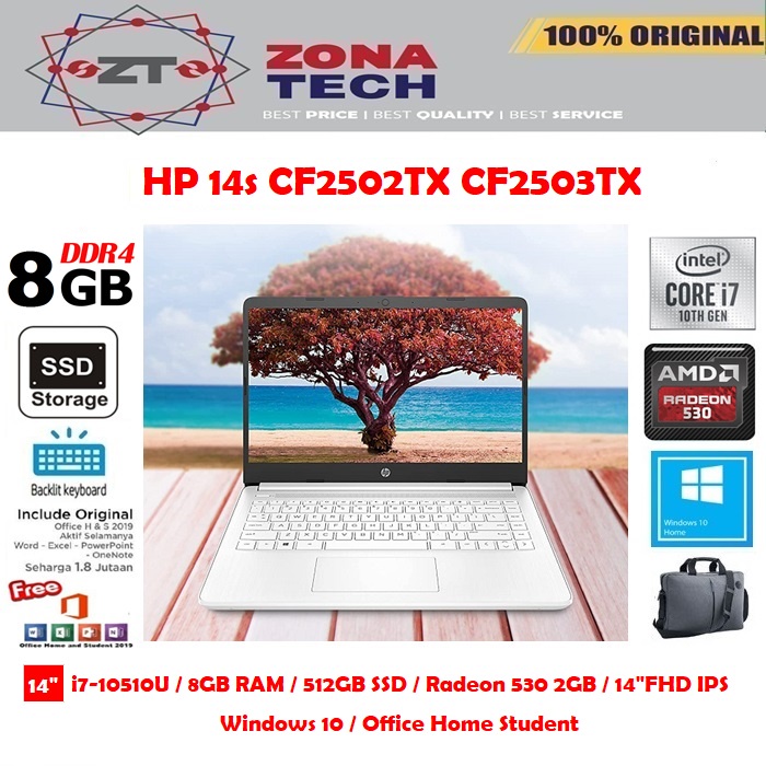 HP 14s CF2502TX CF2503TX - i7 10510U - 8GB - 512GB SSD - RADEON 530 2GB - BACKLIT - 14