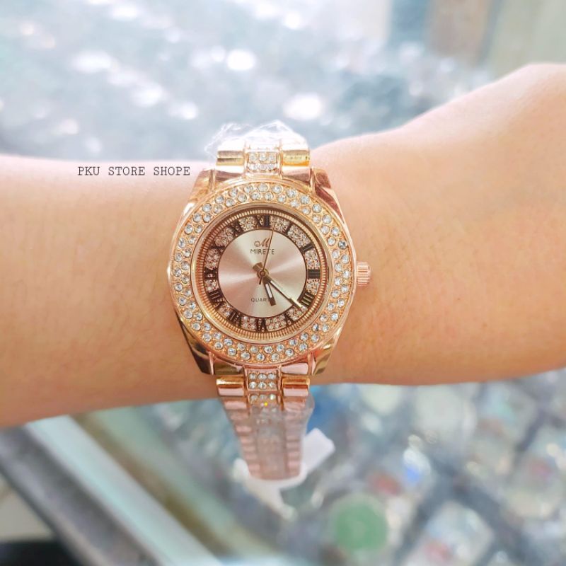 Jam tangan wanita diamond fashion stainliss stell anti air model analog terlaris-am tangan wanita casual terlaris mewah dan simple free batre cadangan