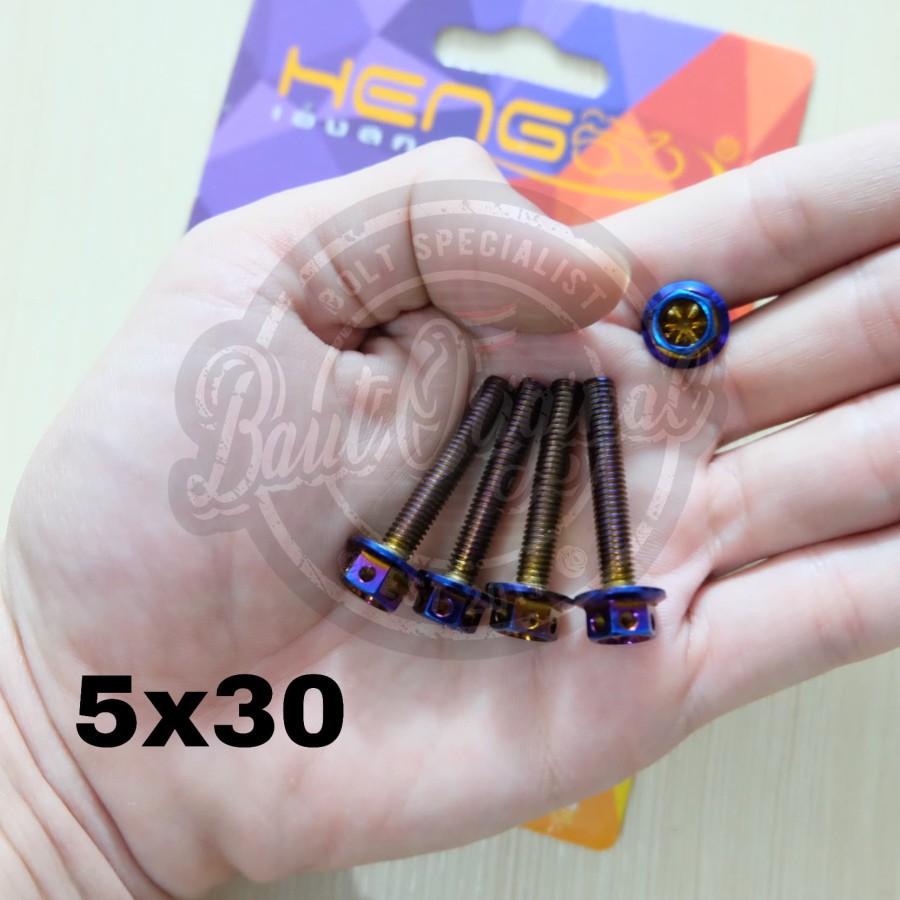 baut probolt 5x30 flower blue drat 8 panjang 3cm original heng