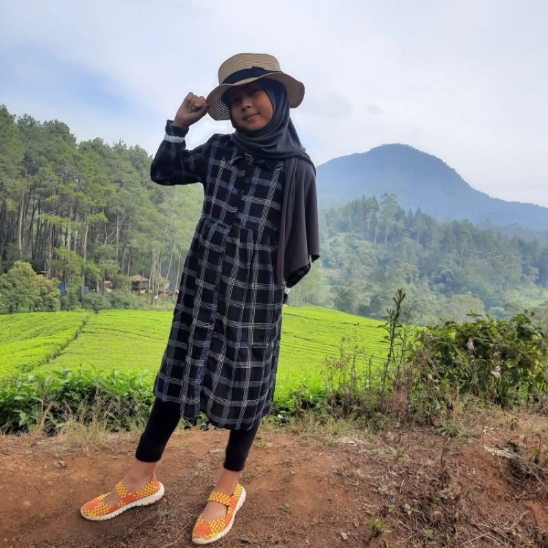 tunik rayon anak / tunik kotak anak / kemeja anak perempuan