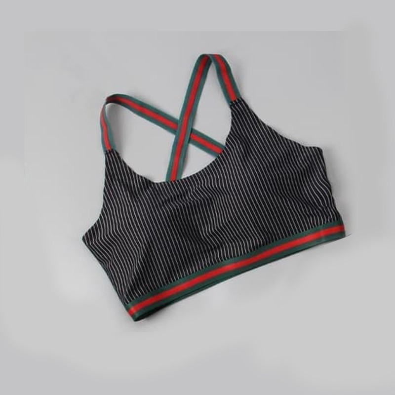 Bra Sport Bra Sexy BRA MOTIF GARIS TALI MERAH Bra Tali Silang Bra Sporty Gym Bra Aerobik