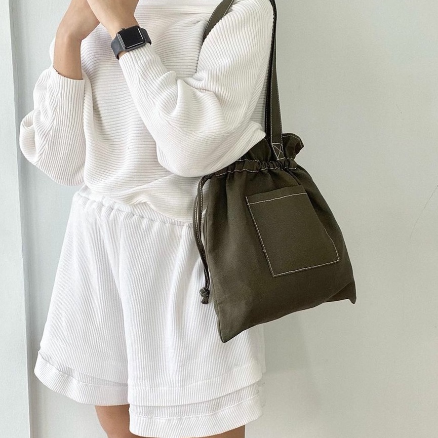 SATU ALAT JAKARTA - 0.2 VINTAGE 100% TEBAL CANVAS PREMIUM ASLI TAS CLASSIC TOTE BAG KANVAS X8852-GREEN FOREST