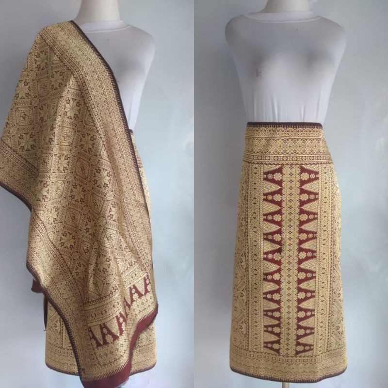 Songket Palembang Berlian ORI | Merah Marun Berlian ORI | Nampan Perak | Premium
