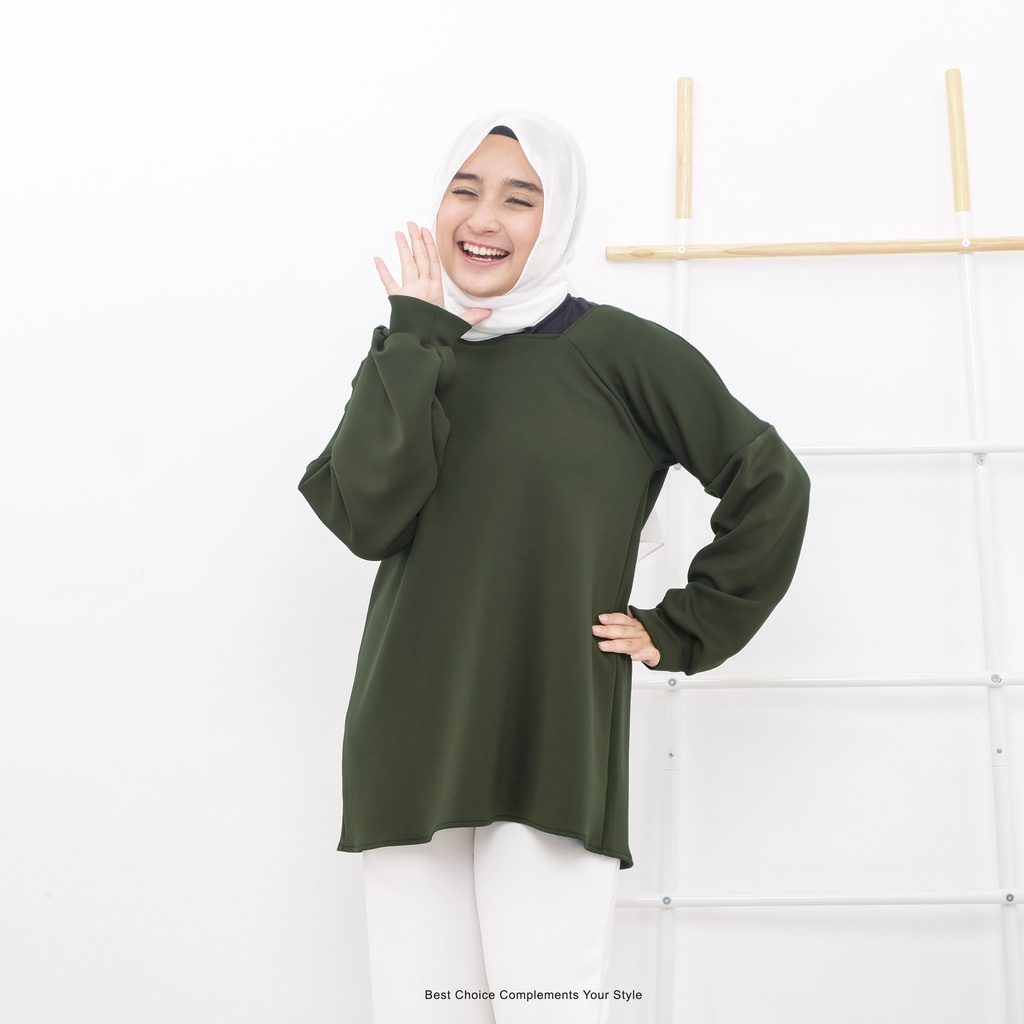 Kalani Top Atasan Wanita Basic Bahan Scuba Polos By Mahyra