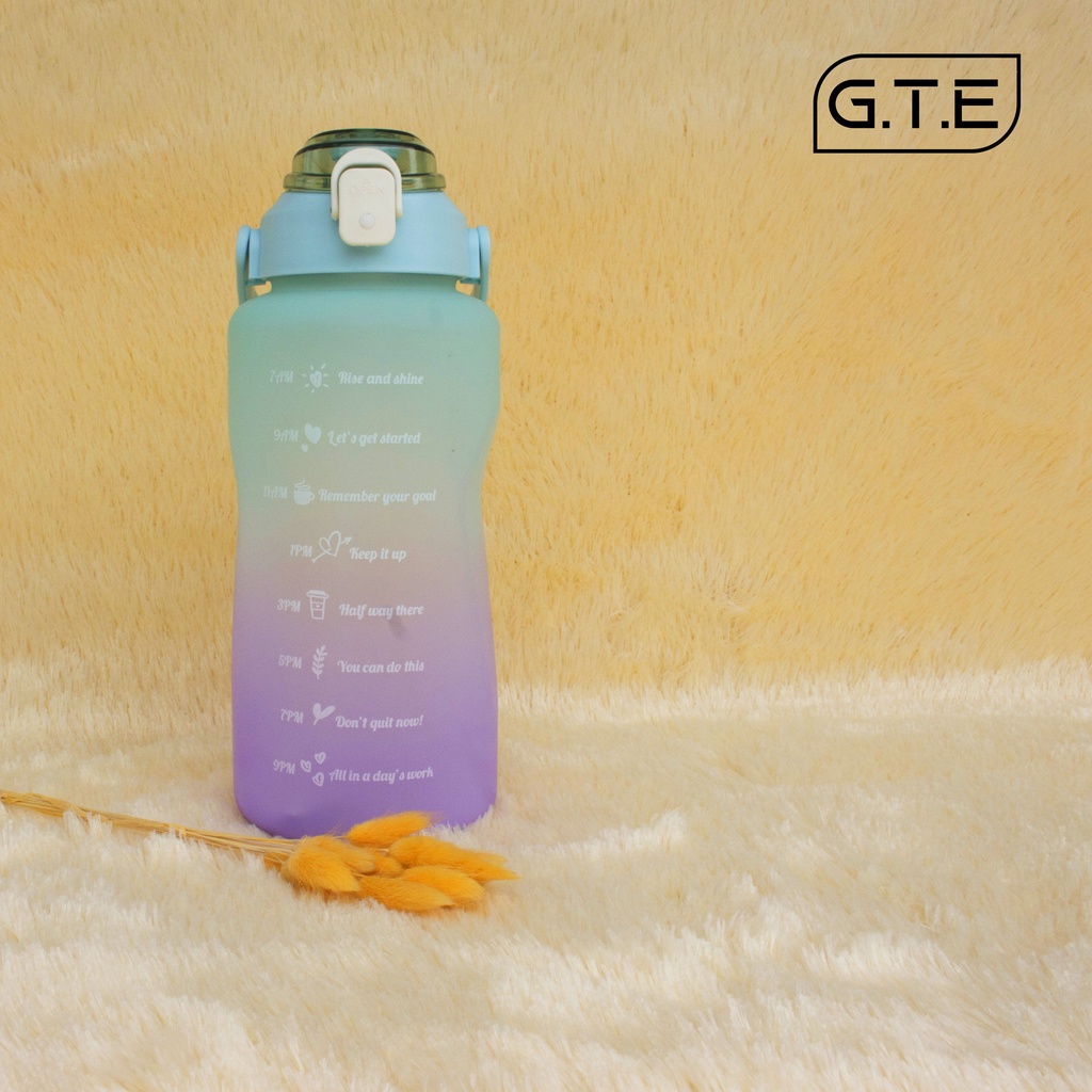 Botol minum 2 liter lucu botol minum kekinian viral-GRADASI HIJAU UNGU