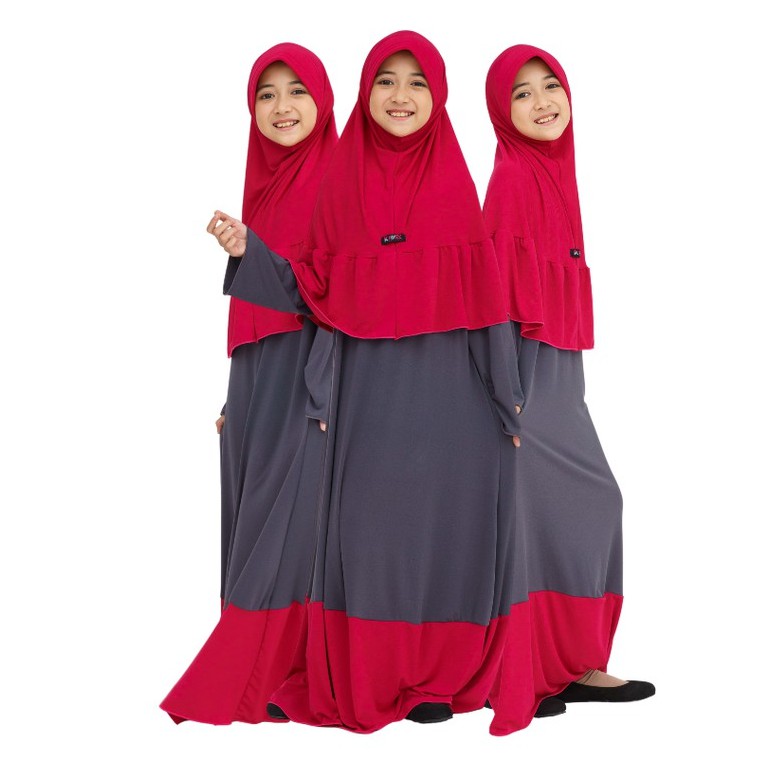  GAMIS  ANAK  REMPLE KOMBINASI SET HIJAB  USIA 9 SD 12 TAHUN 