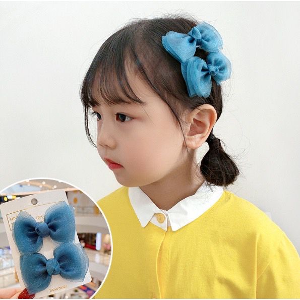 2 Pcs Jepitan Rambut Pita Ikat Rambut Anak Perempuan Cewek Lucu Model Korea Aksesoris Rambut Anak 1-10th Jepitan Anak Model Pita