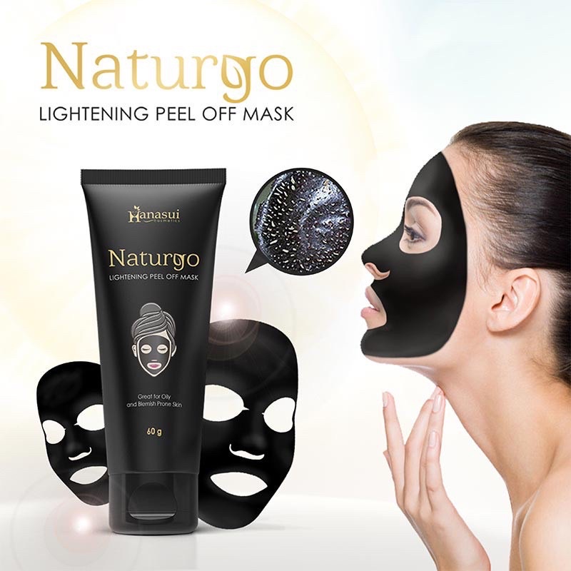 HANASUI Naturgo Lightening Peel Off Mask Indonesia / Gentle Cleanser Power Essence Toner Serum Day Night Cream Spot Gel Lip Sleeping Cream Mud Masker Body Lotion Spa Exfoliating Gel Bar Soap / Men Flawless Glow Acne Treatment Mineral Black Gold Paket Face