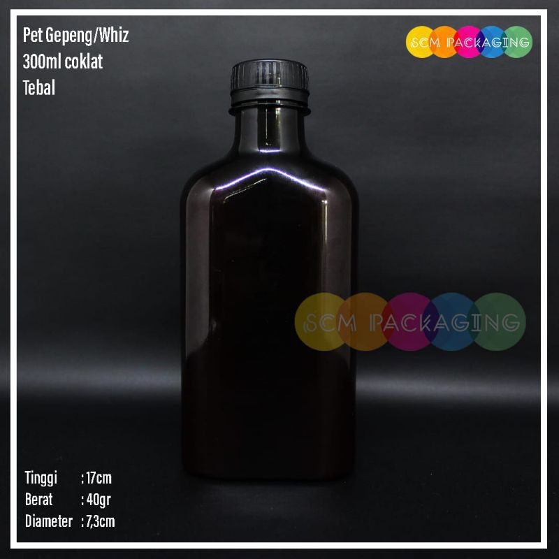 Pet 300ml Gepeng Cokelat botol plastik kemasan minuman kopi susu madu sirup jus juice sari buah coke
