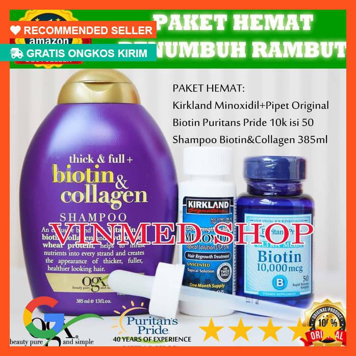 POPULER ! Paket Hemat Penumbuh Rambut Minoxidil Dan Shampoo Biotin Collagen