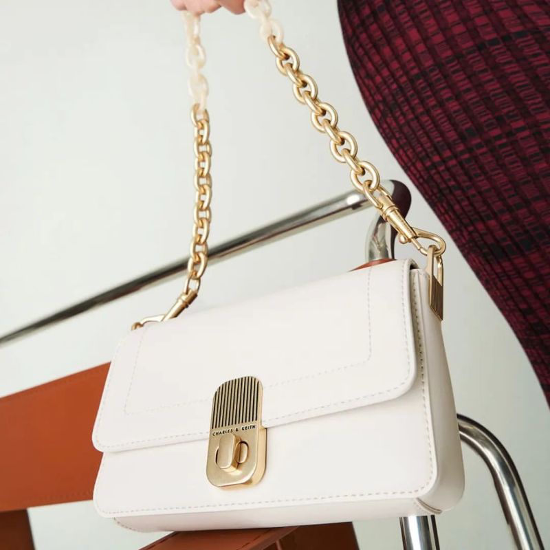 4.4 SALE | CK Enya Front Flap Turn-Lock Shoulder Bag