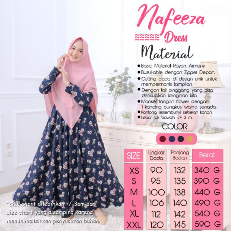Nafeeza Dres Attin gamis motif attin