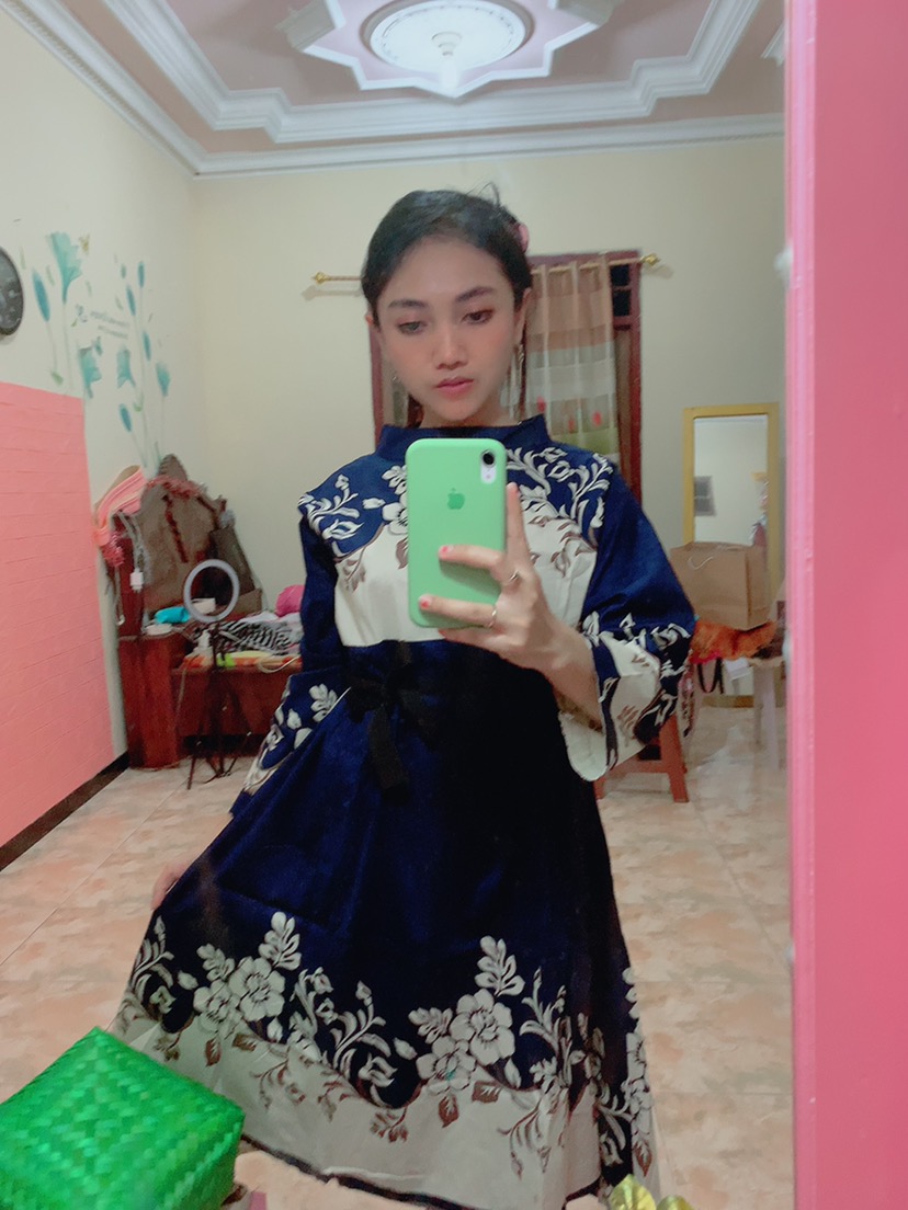 Dress Tunik Batik Lengan Panjang Bahan Katun Stretch, 214 Nv#