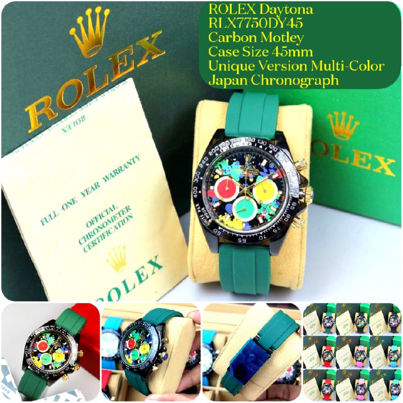 Jam Tangan Unisex ROLEX RLX7640X Daytona Carbon NTPT Unique Version Multi-Color Chronograph Aktif