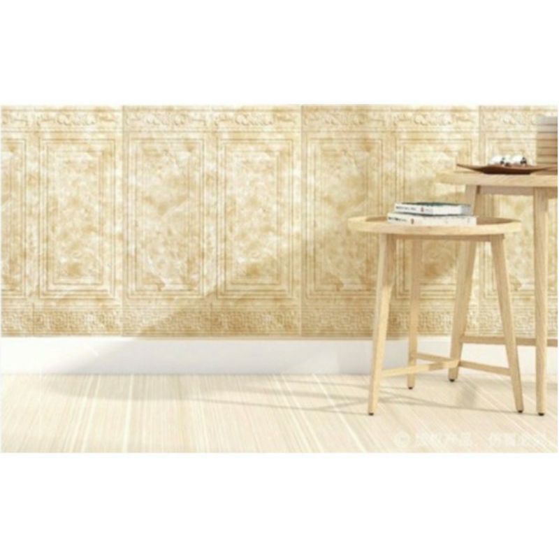 Wallpaper Dinding 3D Foam Motif Pintu Jati 70x90 cm Tebal Dekorasi Dinding