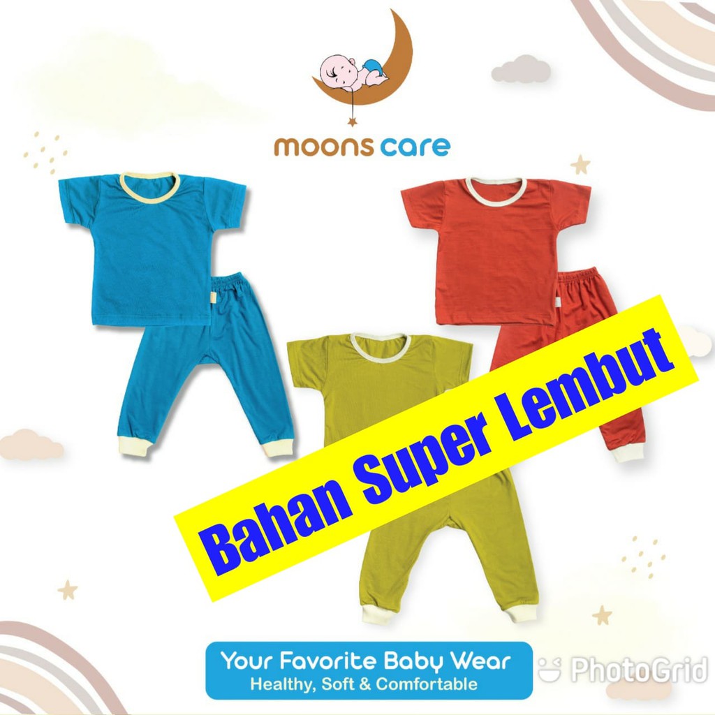 S M L MOONS Stelan Oblong Campur  POLOS Moons/ Baju Oblong Campur , setelan piyama anak PENDEK BAJU