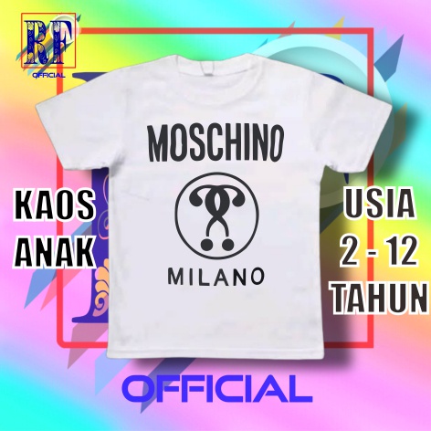 KAOS ANAK BRAND DISTRO MOSCHINO MILANO BAJU T-SHIRT VINTAGE KAOS KIDS TEE OOTD UNISEX PAKAIAN FASHIO