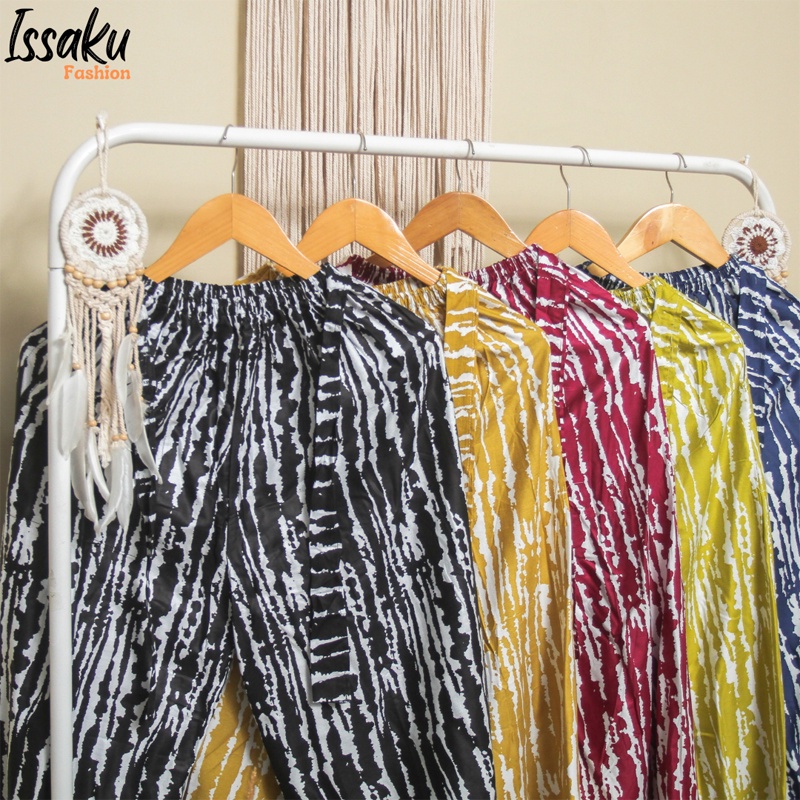 Celana Kulot Rayon Jumbo Wanita Daily Motif Salur Lurik