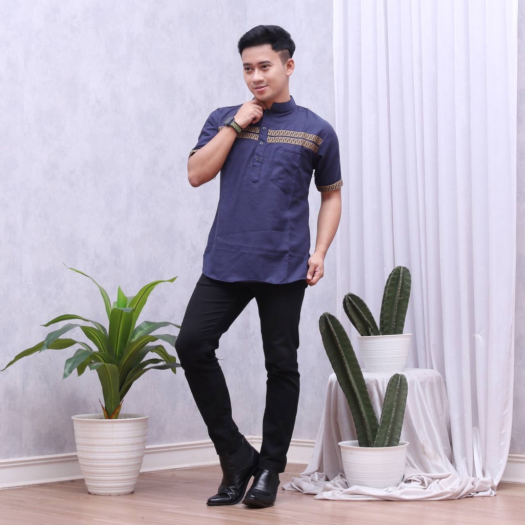 Koko Kurta Pria Dewasa Lengan Pendek FF Bahan Katun Toyobo Tojiro Import Adem // Coza Batik