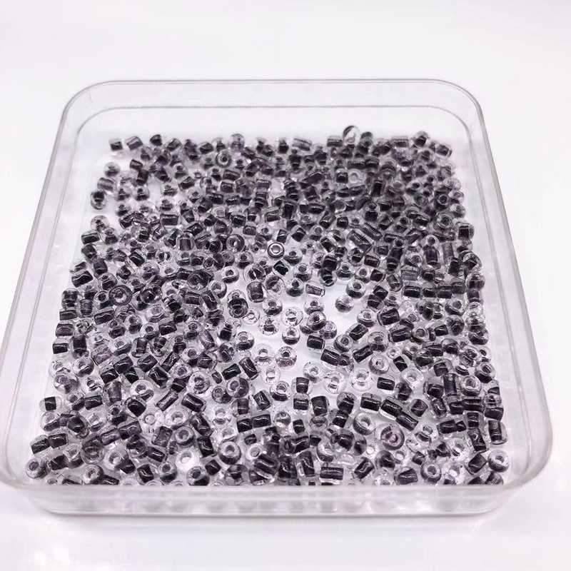 Manik-Manik Kaca Czech Seed Warna Hitam Putih Ukuran 2mm 3mm 4mm Untuk Membuat Perhiasan