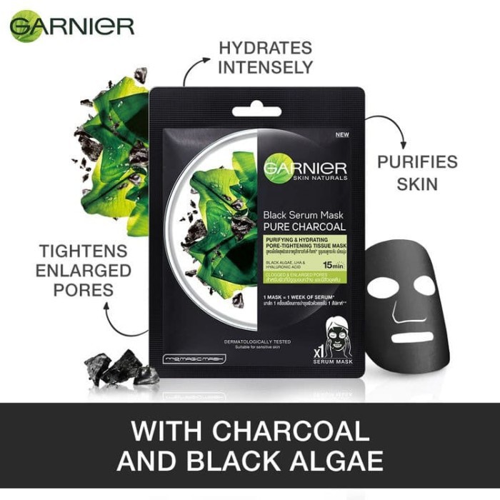 Garnier Skin Naturals Black Serum Mask Pure Charcoal Black Algae
