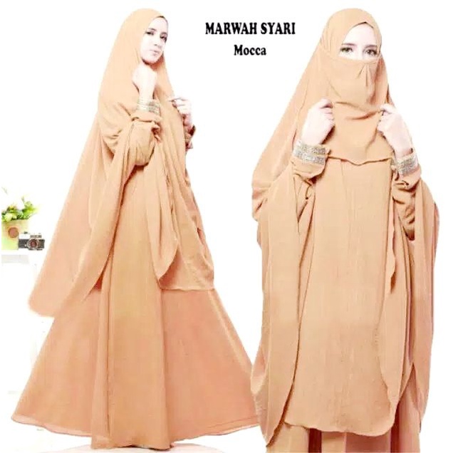 gamis marwah syari cadar set / gamis set cadar murah / stelan syar'i+cadar