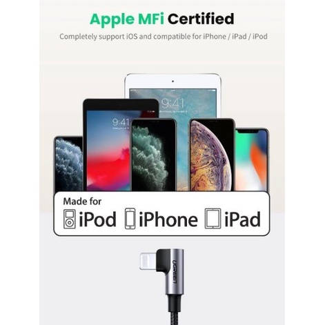 UGREEN Kabel Cas Charger Gaming iPhone 7 8 XR USB Lightning Cable MFI Fast Charging 2.4A US299