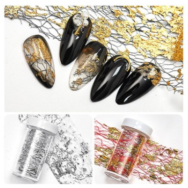 (VIP) Transfer foil with lace gold foil lace Nail string foil glass PREMIUM nailart hiasan paper foi