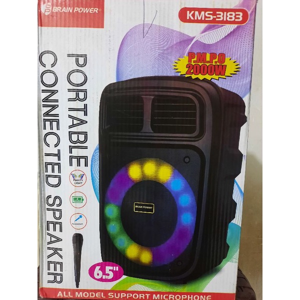 SPEAKER BLUETOOTH KIMISO 6'5 INCH 3381/3383LED PLUS MIC KARAOKE X-BASS