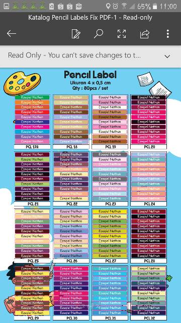 Sticker nama  untuk ala tulis/ label pensil alat tulis