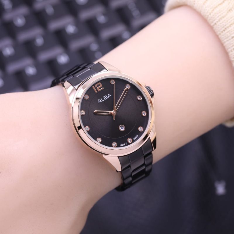 Jam tangan wanita alba tanggal rantai steinless super premium