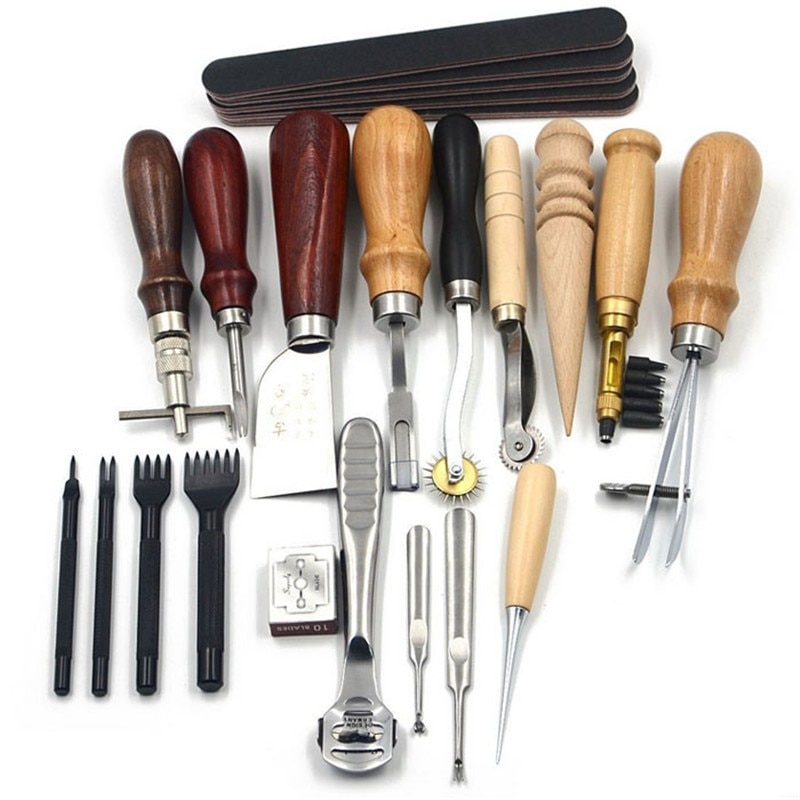 Peralatan Seni DIY Kulit 18 in 1 Leather Craft Sewing Tool Set