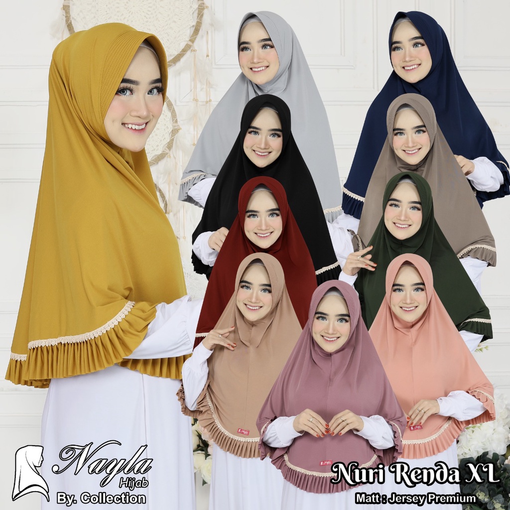 JILBAB INSTAN NURI RENDA XL KERUDUNG BERGO JERSEY PREMIUM TERMURAH DAN TERLARIS NAYLA HIJA'B