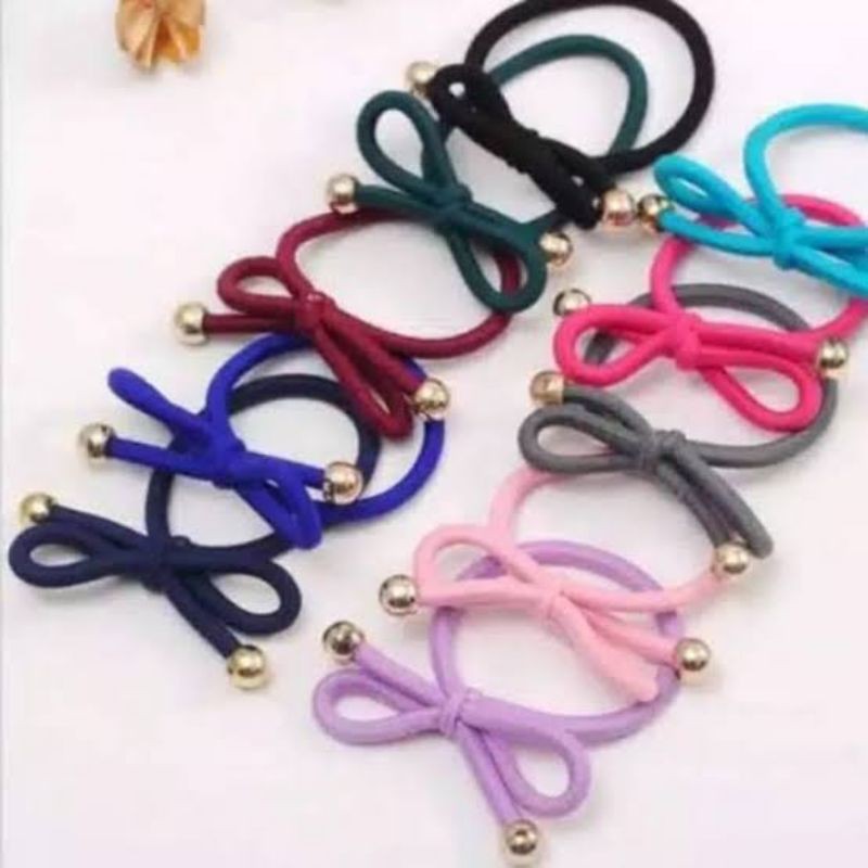 Ikat Rambut Korea Kuncir Gelang Model Pita Warna Warni Fashion