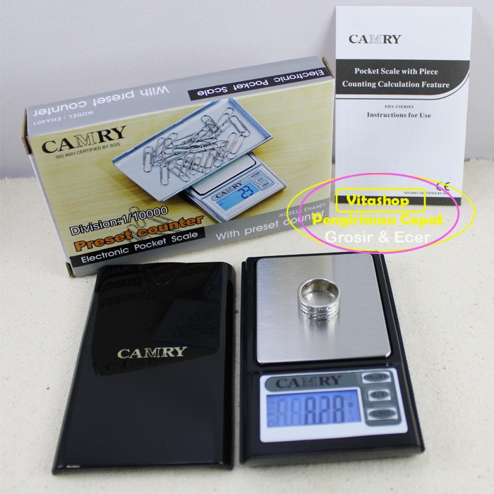 Timbangan Emas Camry Kapasitas 200 GRAM / 100 GRAM EHA401 200 Gram akurasi 0,02 GRAM 0.01 Gram display digital menyala