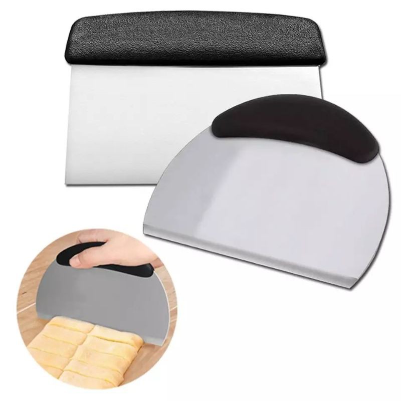 Scraper Potong Stainless Pisau Adonan Dough Pastry Pizza Fondant Model Bulat Dan Persegi