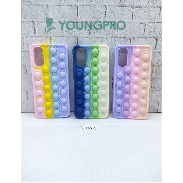 SILICONE CASE POP IT OPPO RENO 4 - CASE PENGHILANG STRESS RAINBOW