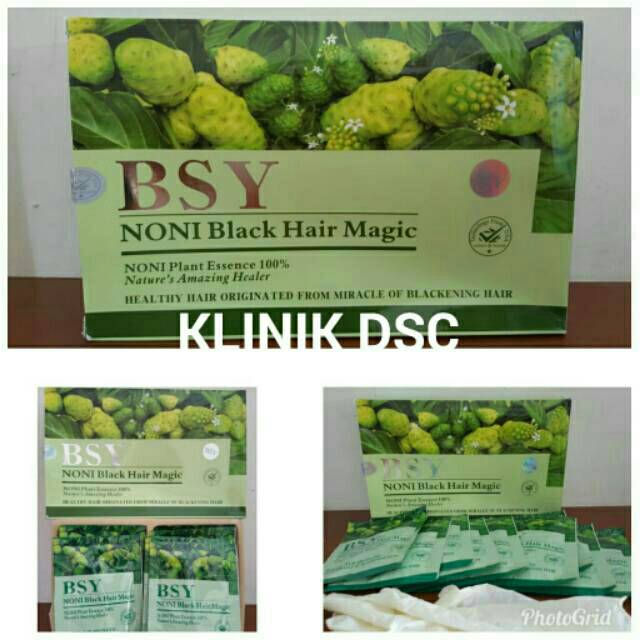 BSY Noni Black Hair Magic Shampo - BPOM dan Halal - ASLI PER BOX 20 SACHET