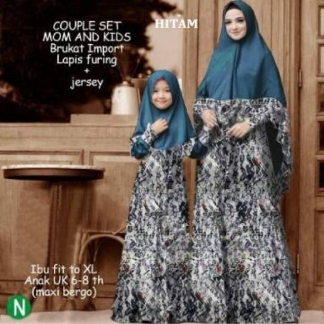 BAJU MUSLIM SYARI GAMIS PASANGAN IBU DAN ANAK