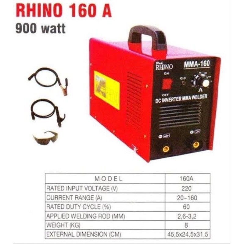 Rhino Mesin Las MMA-160a Merah / Mesin Las Travo