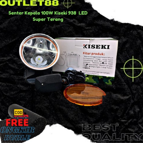 Senter Kepala Kiseki CK 938+ 100W Bisa Korek Api dan Lensa Kuning Headlamp Led Super Terang 100 Watt
