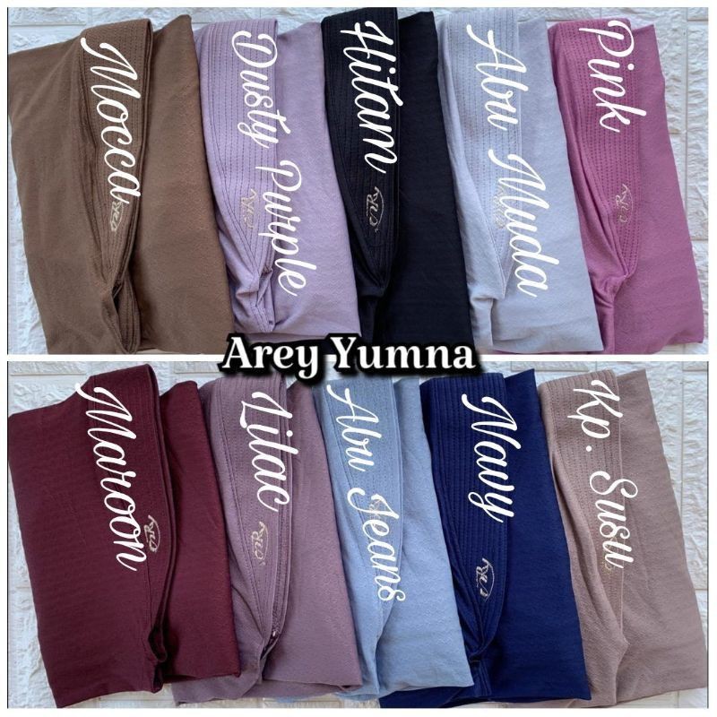 (Original Arey) YUMNA•• Kerudung instan•° Jilbab Instan Jersey-Grosir 20 mix warna