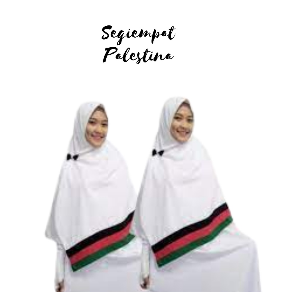 Jilbab Segi Empat Syari Polos Palestine 2 Sisi Dasar Putih / Segiempat Palestina