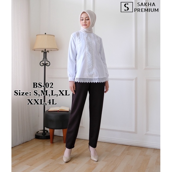 Baju Atasan Putih Wanita Kerja Fashion Muslim / Blouse Putih Wanita Kerja Terlaris  ( BS 02 )