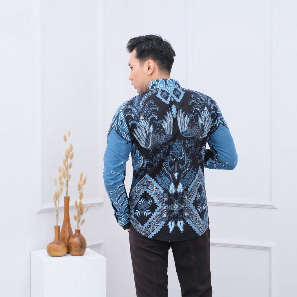 Batik pria lengan panjang Kemeja Atasan Baju batik pria laki laki lengan panjang premium solo modern kj 23