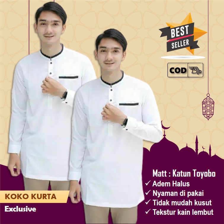 Baju koko Putih Lengan Panjang atau Koko Putih Berkualitas Baju Koko Pria Dewasa Koko Terbaru